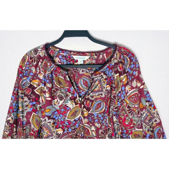 Sundance Women's Belladonna Beauty Top Bohemian Peasant Casual Ric Rac Cotton S - Picture 3 of 8